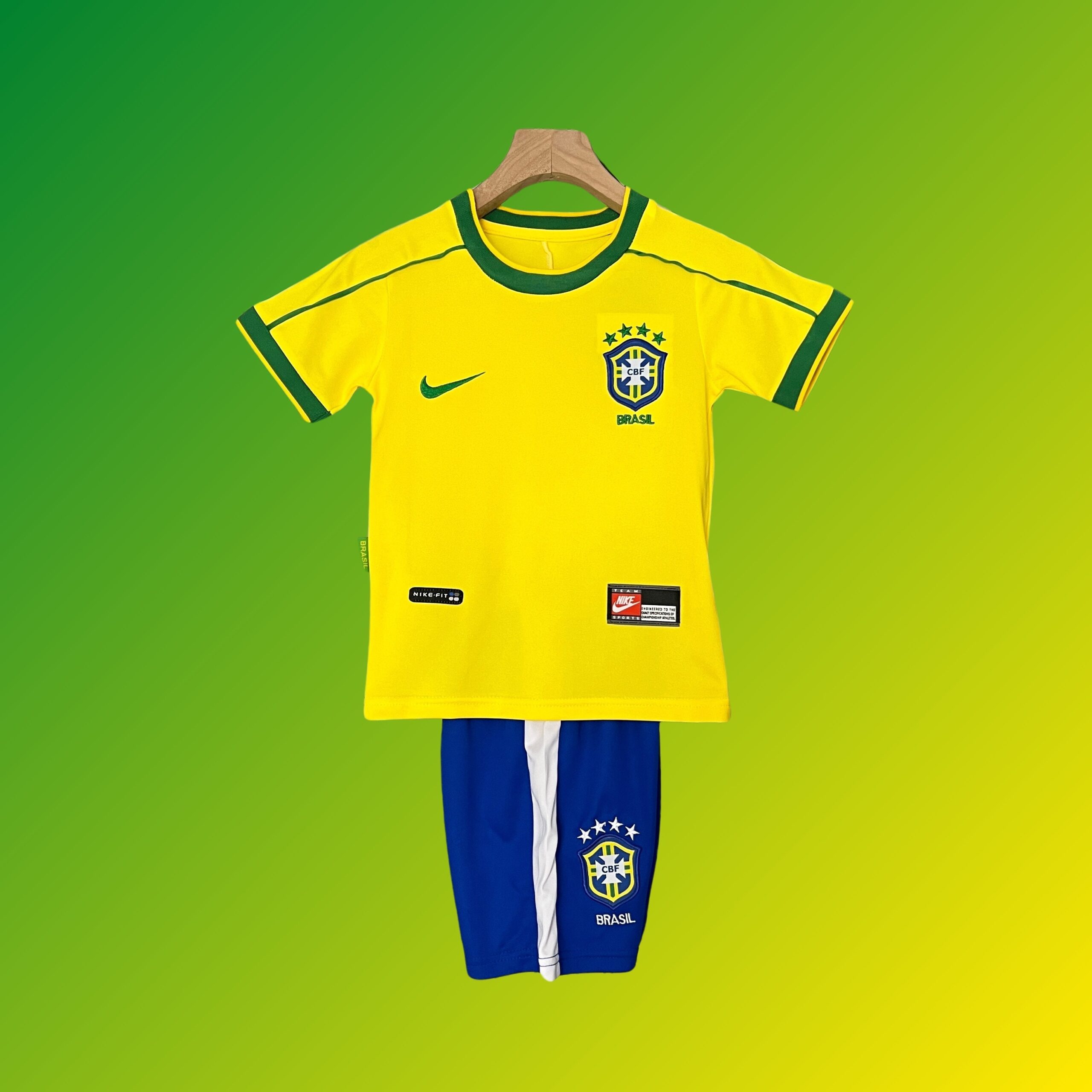 Retro Brazil Kids football jersey World Cup 1998 Home | AZKitLocker
